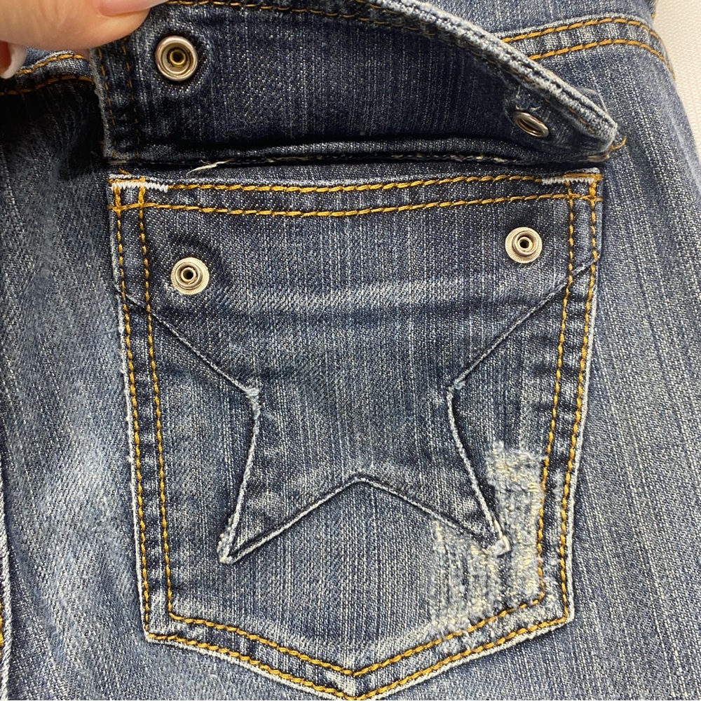 People’s Liberation flap star pocket  jeans  flare sz 32 - Picture 6 of 12